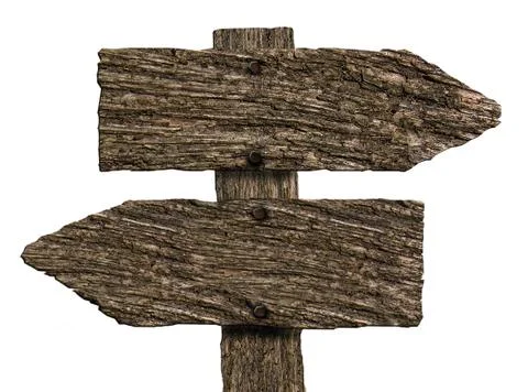 Blank Old Two Way Directional Wooden Signpost on White Stock Illustration