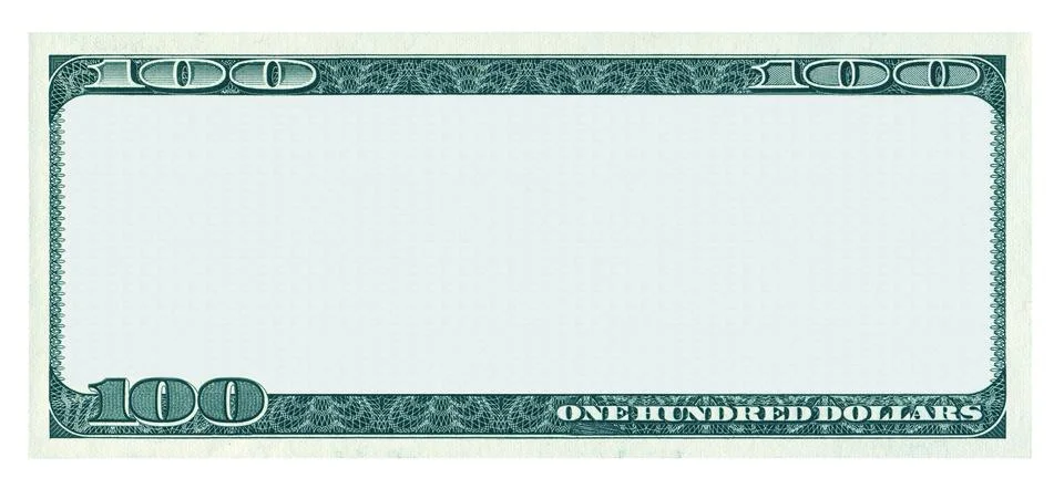 Blank one dollar banknote pattern isolated on white background Stock Photos