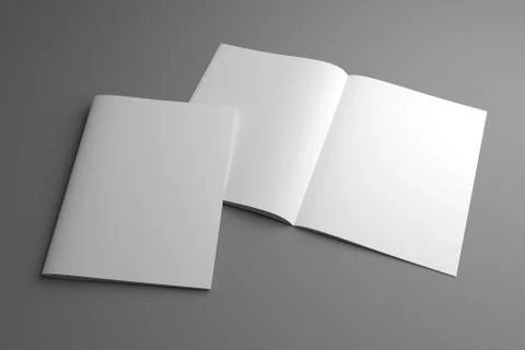 Blank open 3d illustration US Letter magazine mockup with cover Stock-Illustration