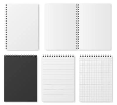 Blank open and closed realistic notebook, organizer and diary vector template Stock Illustration