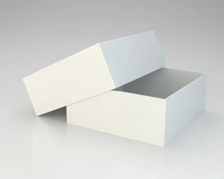 Blank open box on gray background. Illustrazione stock