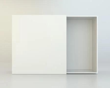 Blank open box on gray background Illustrazione stock