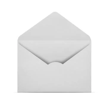 Blank open envelope isolated on white background with clipping path Stock Photos