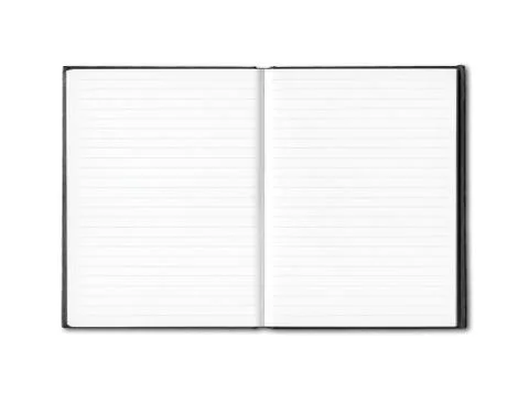 Blank open lined notebook isolated on white Stock Photos