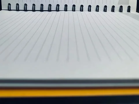 Blank Open Lined Spiral Notebook Pages Close Up Low Angle View Macro Photos
