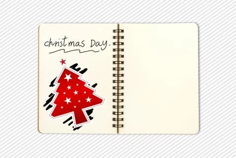 Blank open note book on pattern background Stock Illustration