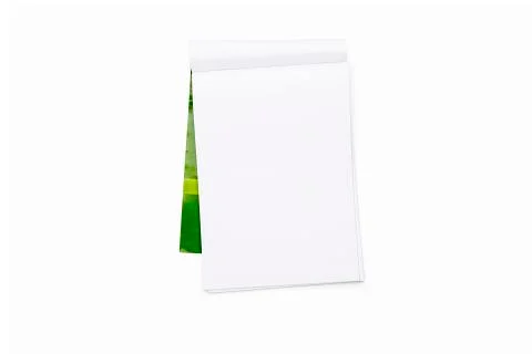 Blank open note pad with green cover, isolated on white Stock Photos