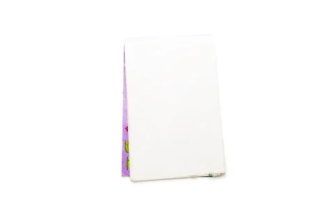 Blank open note pad with purple cover, isolated on white Stock Photos