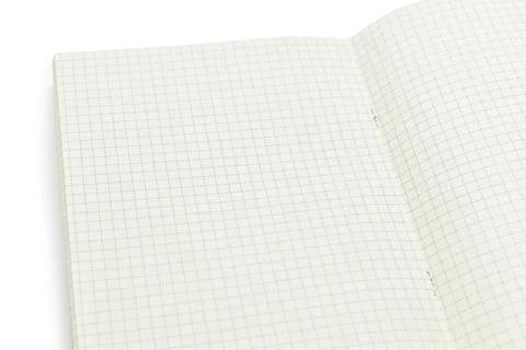 Blank open notebook with lined paper isolated on white background Stock-Fotos