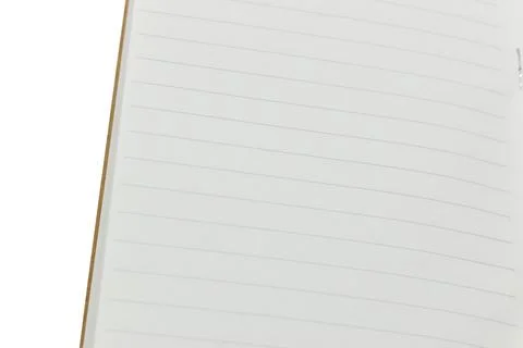 Blank open notebook with lined paper isolated on white background Stock Photos