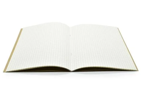 Blank open notebook with lined paper isolated on white background Foto stock