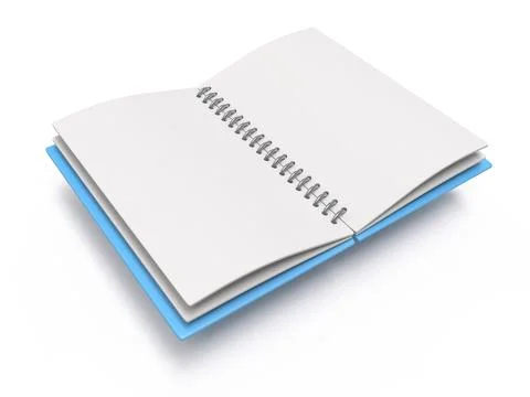 Blank open notebook Side view 3D Stock Illustration