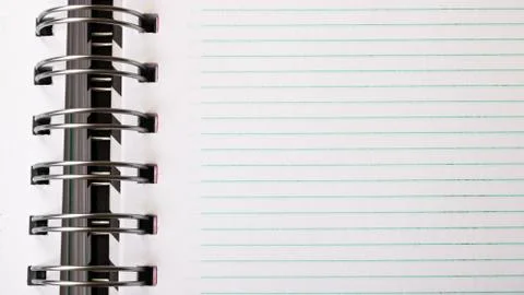 Blank open notepad page closeup, background form text Stock Photos