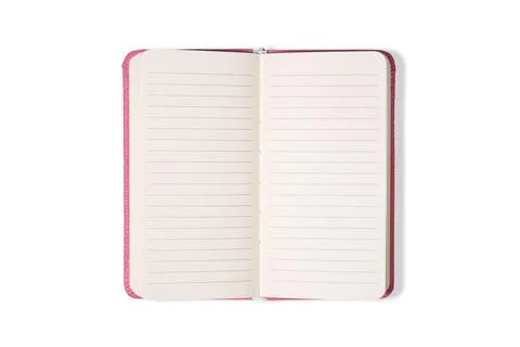 Blank open office Notepad or notebook isolated. Mock up. Top view. Stock Photos