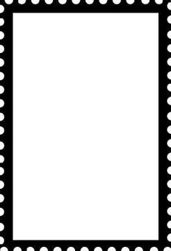 Blank open postage edge outline portrait template black on white Stock Illustration