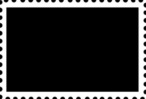 Blank open postage edge outline landscape template white on black Stock Illustration