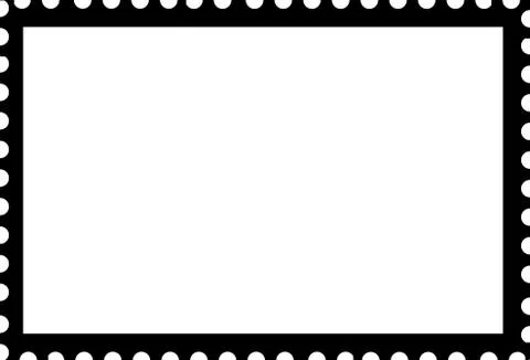 Blank open postage edge outline landscape template black on white Stock Illustration