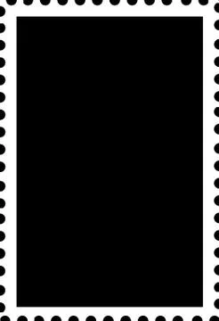 Blank open postage edge outline portrait template white on black Stock Illustration
