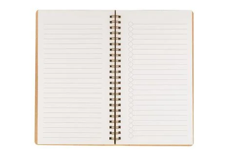 Blank open spiral notebook with to-do list checkboxes and lined page isolated Stock Photos