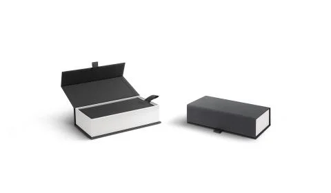 Blank opened and closed white case with gray lid mockup, Illustrazione stock