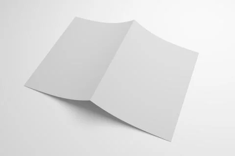 Blank opened bi-fold 3D illustration paper showing cover. Stock Illustration