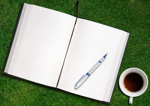Blank opened book Foto stock