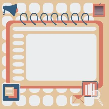 Blank Opened Spiral Notebook With A Calculator And A Pen Placed Over A Table Stock Illustration