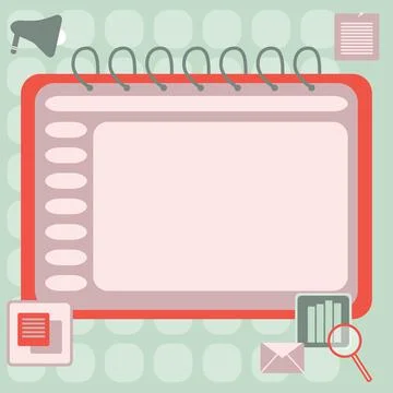Blank Opened Spiral Notebook With A Calculator And A Pen Placed Over A Table Stock Illustration