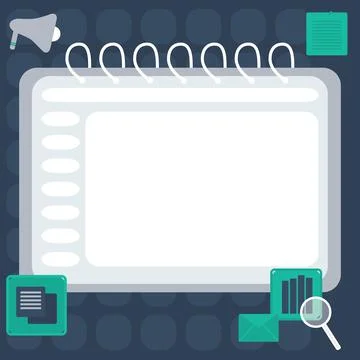 Blank Opened Spiral Notebook With A Calculator And A Pen Placed Over A Table Stock Illustration