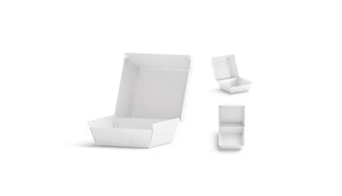 Blank opened white burger box mock up, different sides Illustrazione stock