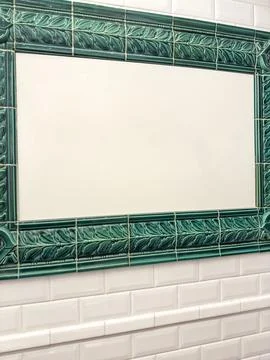 Blank or Empty Vintage Ceramic Wall Frame with copy space 스톡 사진