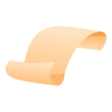 Blank orange paper scroll floating on white background Illustrazione stock