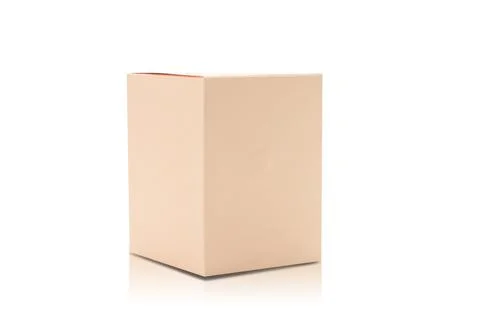 Blank orange product packaging box mockup for your design isolated on white.. Stock Photos