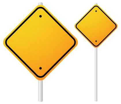 Blank Orange Roadsigns with empty space on metal poles. Smaller, larger versi Stock Illustration