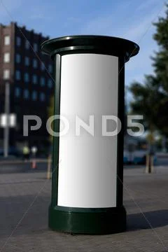 Blank outdoor advertising column Stock Photos