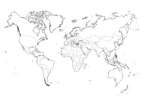 Blank outline map of World. Vector illustration Stock Illustration