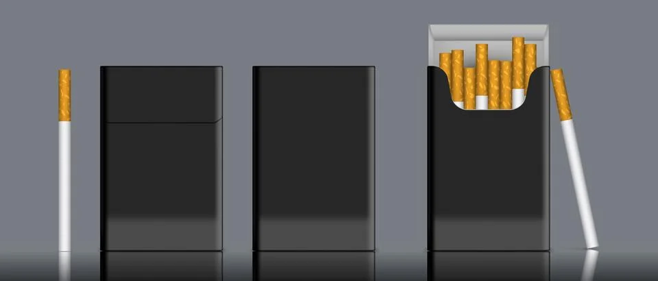 Blank Pack Of Cigarettes Set. Close And Open イラスト素材