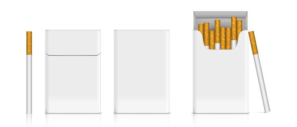 Blank Pack Of Cigarettes Set. Close And Open Stock Illustration