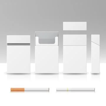 Blank Pack Package Box Of Cigarettes 3D Vector Realistic Illustration Stock Illustration