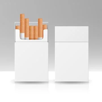 Blank Pack Package Box Of Cigarettes 3D Vector Template For Design. Opened Pack Stock Illustration