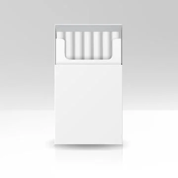 Blank Pack Package Box Of Cigarettes 3D Vector Template For Design. Opened Pack Stock Illustration