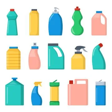 Blank package container dummy collection bottle template flat vector Stock Illustration