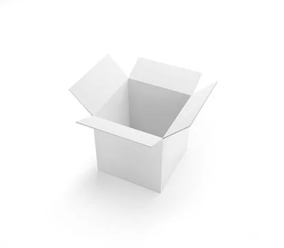 Blank packaging boxes - open mockup, isolated on white background Stock Photos