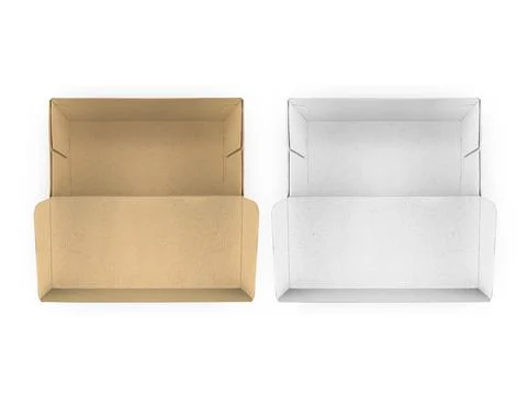 Blank packaging boxes - open mockup, isolated on white background Stock-Fotos