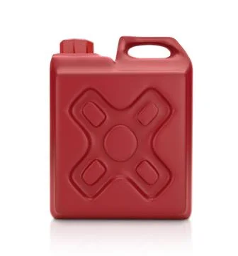 Blank packaging red plastic gallon isolated on white background with clipping Stock Photos