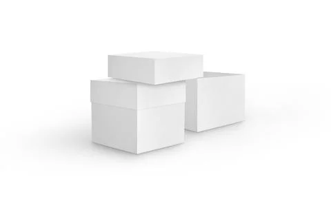 Blank packaging white cardboard box isolated on white background ready for pa Foto stock
