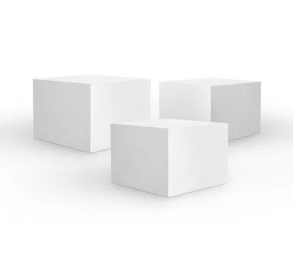 Blank packaging white cardboard box isolated on white background ready for pa Stock Photos