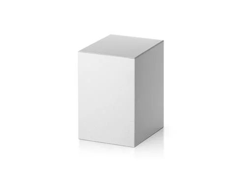 Blank packaging white cardboard box isolated on white background ready for pa Foto stock