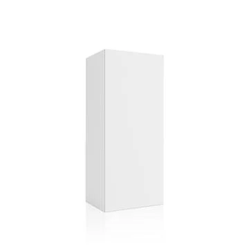 Blank packaging white cardboard box isolated on white background ready for pa Stock Photos