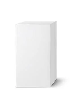 Blank packaging white cardboard box isolated on white background ready for pa Stock Photos